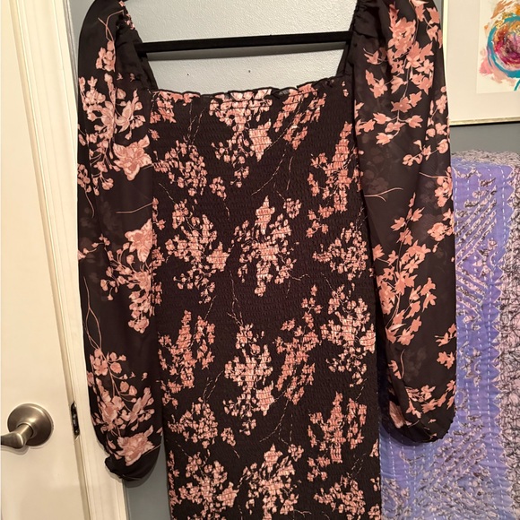 Pitaya Black Dress with Pink Floral Design - Picture 2 of 2